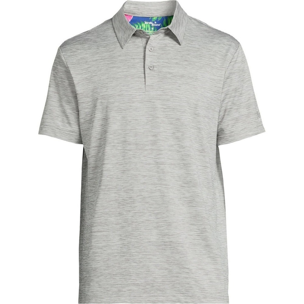Birdie Bound NEW Men's Golf Polo Shirt M Grey Striped Short Sleeve performance